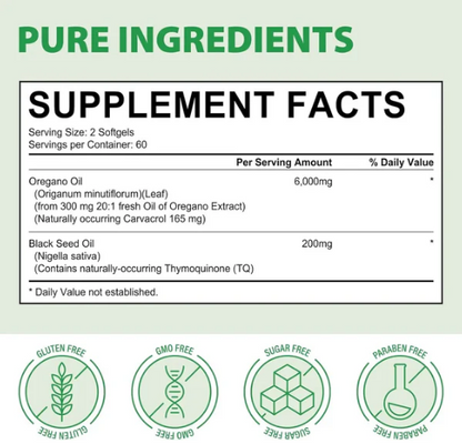 Aceite de Orégano 🌿 + Semilla Negra -  Cuida de tu bienestar y fortalece tus defesas naturales 💪